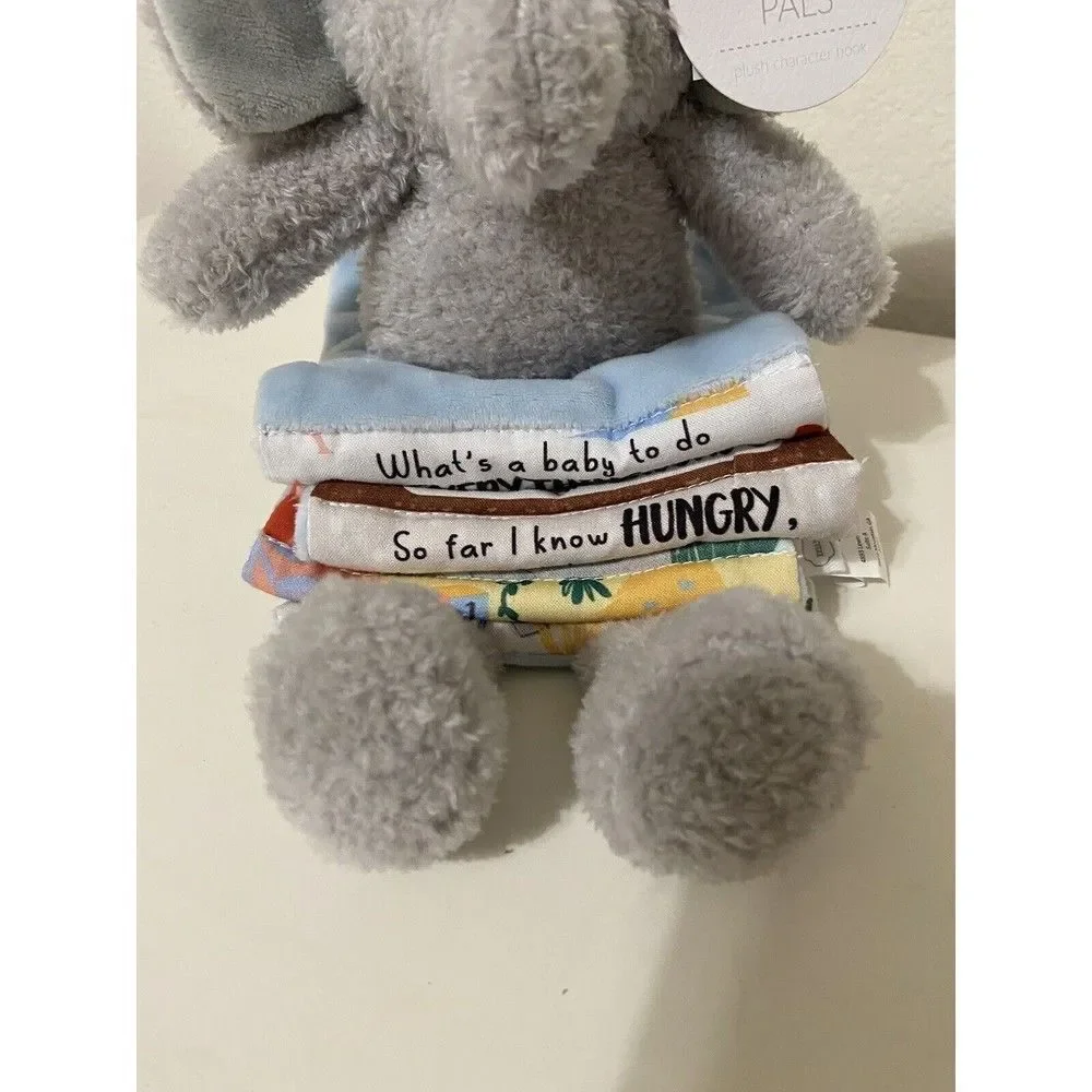 Mud Pie Reading Pals Blue Elephant Plush Soft Book NWT